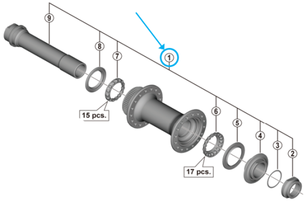 Shimano Achse komplett HB-MT400-B